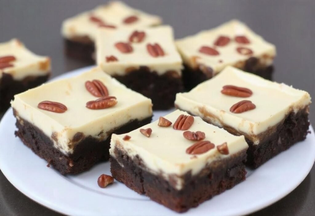 Vegan Caramel Pecan Cheesecake Brownies
