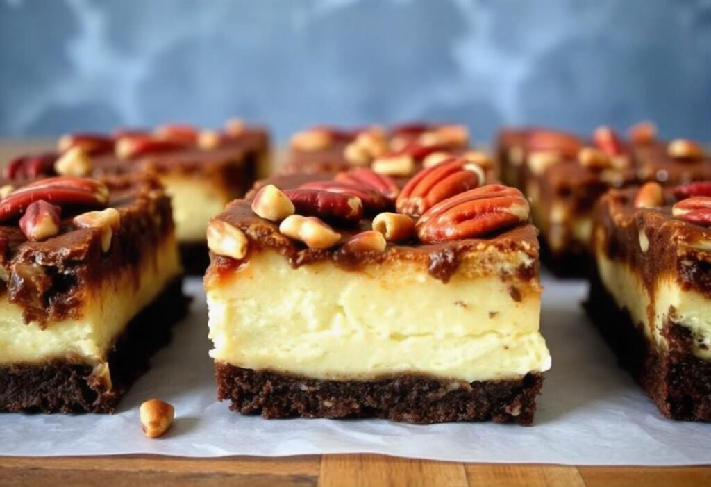 Vegan Caramel Pecan Cheesecake Brownies
